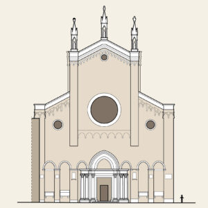 disegno della facciata della Basilica dei Santi Giovanni e Paolo
